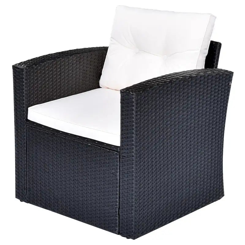 Ensemble de meubles de patio d'extérieur 6 pièces en rotin tressé avec canapé sectionnel et table basse