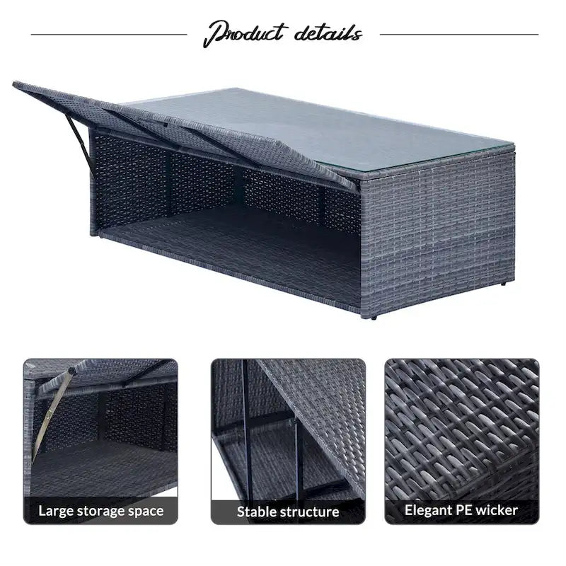 Ensemble de meubles de patio d'extérieur 6 pièces en rotin tressé avec canapé sectionnel et table basse