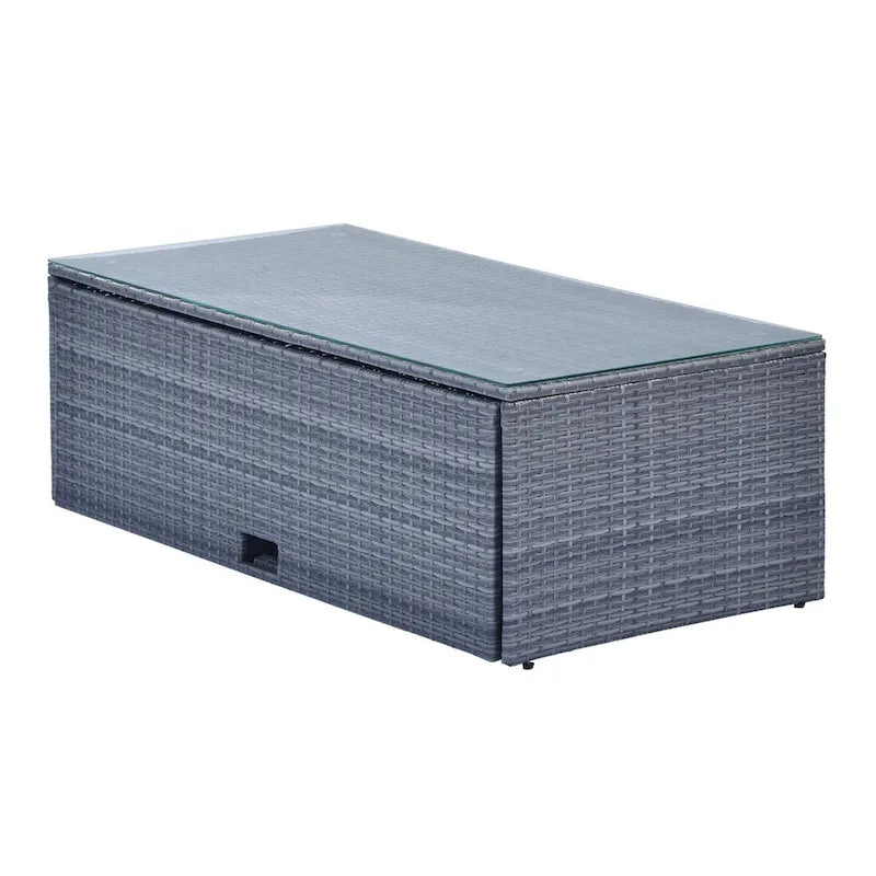 Ensemble de meubles de patio d'extérieur 6 pièces en rotin tressé avec canapé sectionnel et table basse