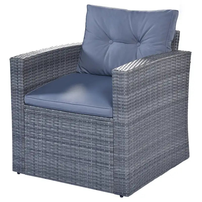 Ensemble de meubles de patio d'extérieur 6 pièces en rotin tressé avec canapé sectionnel et table basse