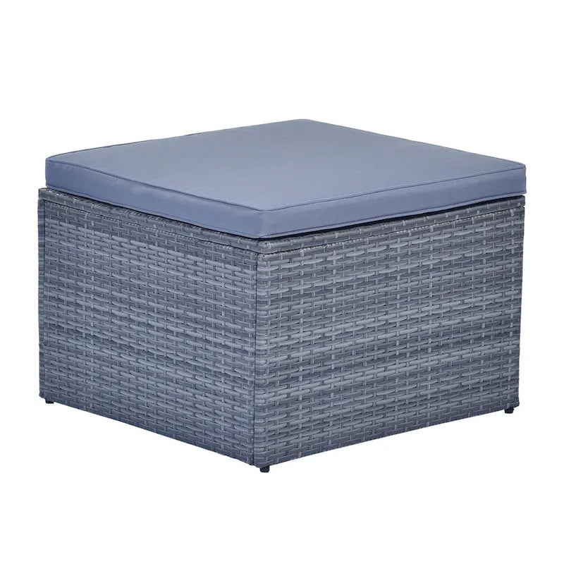 Ensemble de meubles de patio d'extérieur 6 pièces en rotin tressé avec canapé sectionnel et table basse