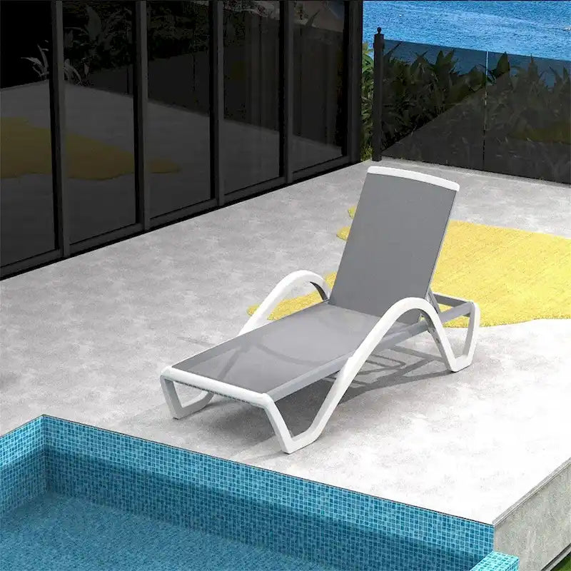 Chaises longues réglables en aluminium avec accoudoirs pour patio