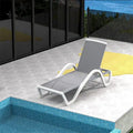 Chaises longues réglables en aluminium avec accoudoirs pour patio
