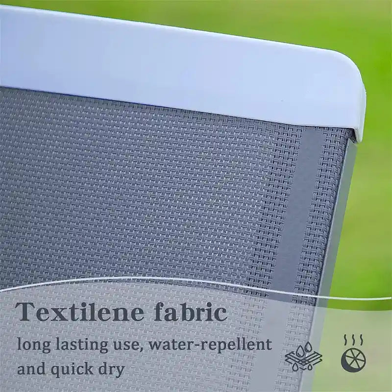 Chaises longues réglables en aluminium avec accoudoirs pour patio