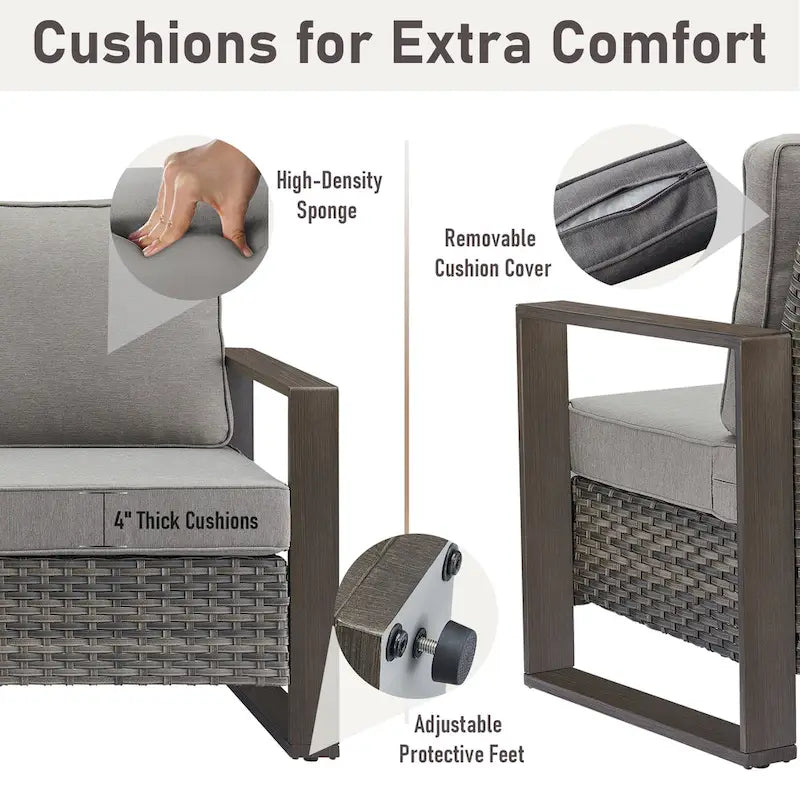 Chaise de mobilier de patio Gymojoy avec ottomans en rotin