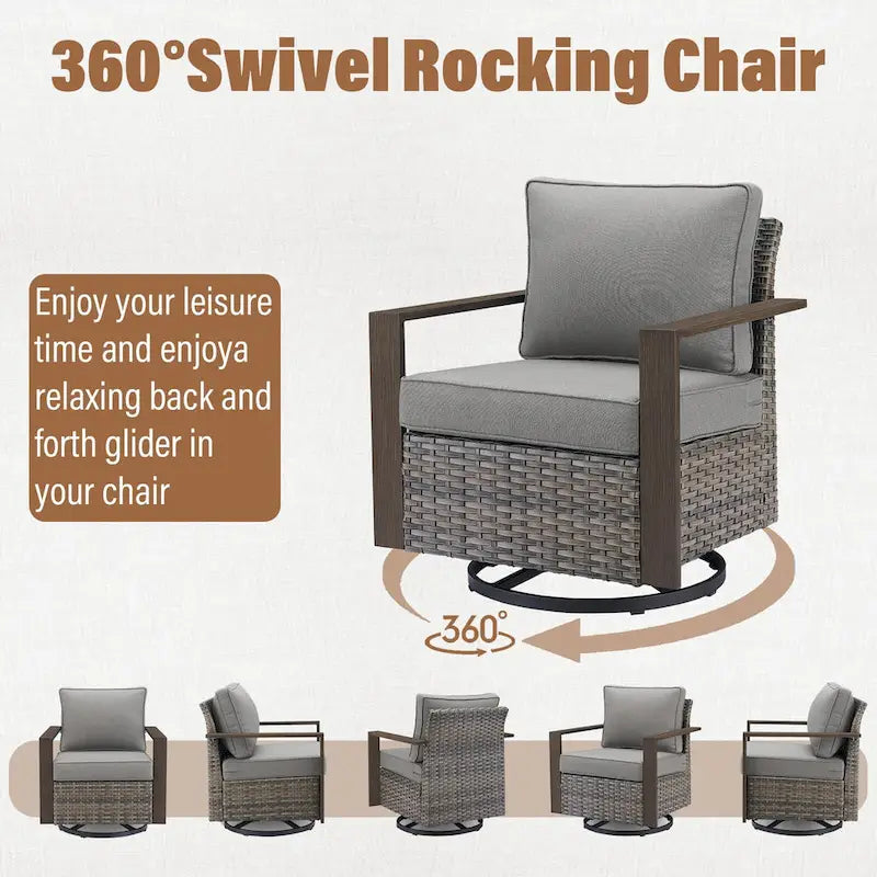 Chaise de mobilier de patio Gymojoy avec ottomans en rotin
