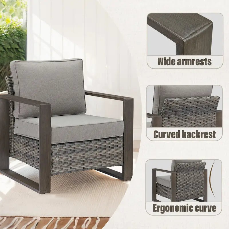 Chaise de mobilier de patio Gymojoy avec ottomans en rotin