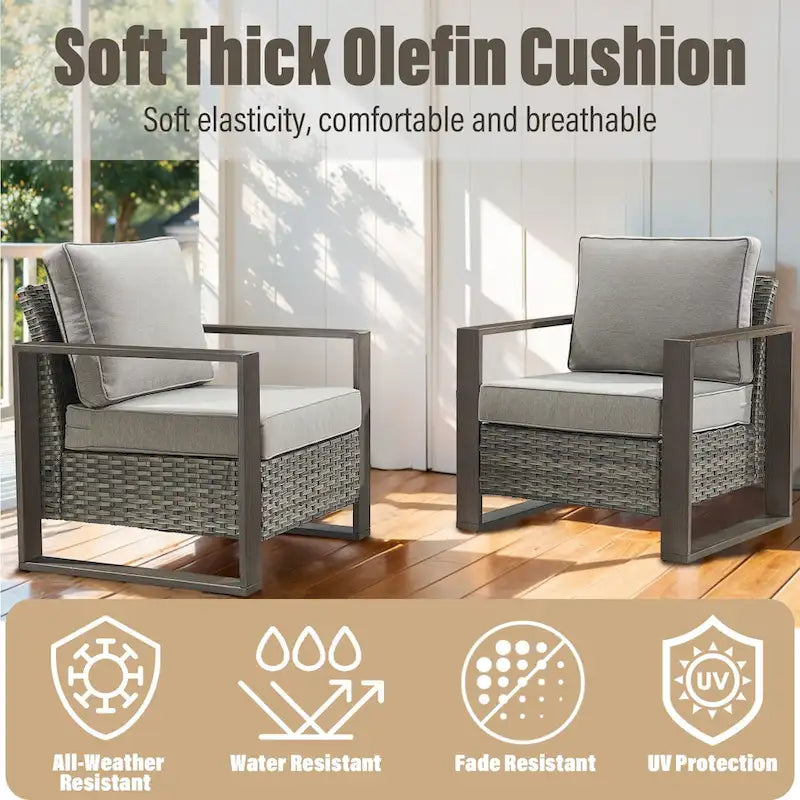 Chaise de mobilier de patio Gymojoy avec ottomans en rotin