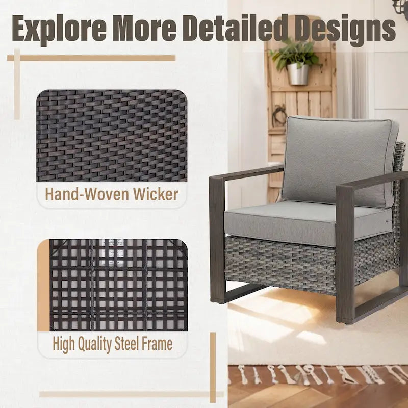 Chaise de mobilier de patio Gymojoy avec ottomans en rotin