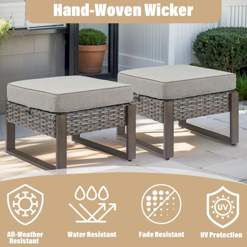Chaise de mobilier de patio Gymojoy avec ottomans en rotin