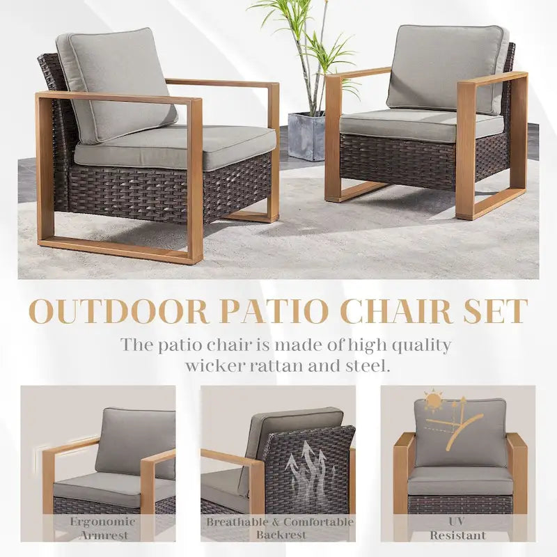 Chaise de mobilier de patio Gymojoy avec ottomans en rotin