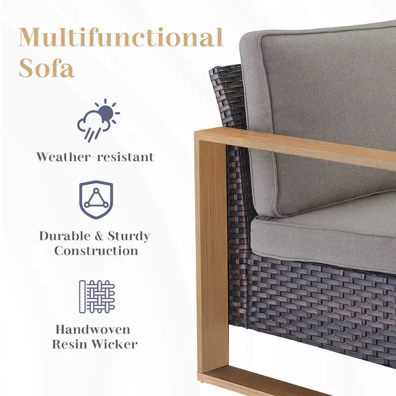 Chaise de mobilier de patio Gymojoy avec ottomans en rotin