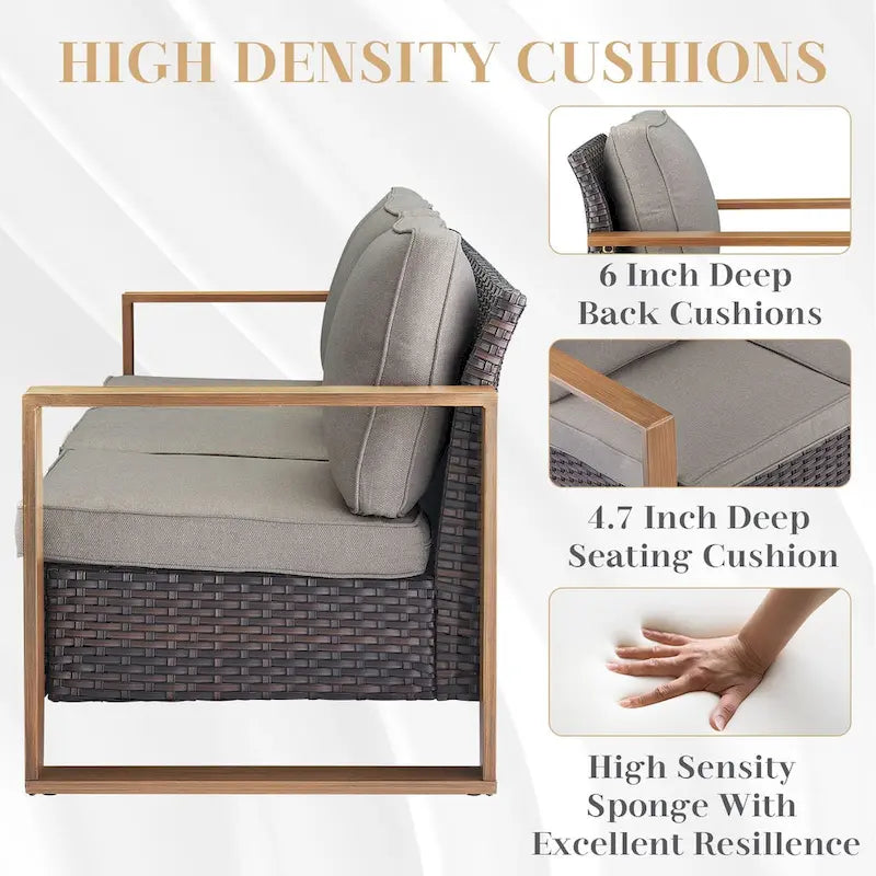 Chaise de mobilier de patio Gymojoy avec ottomans en rotin