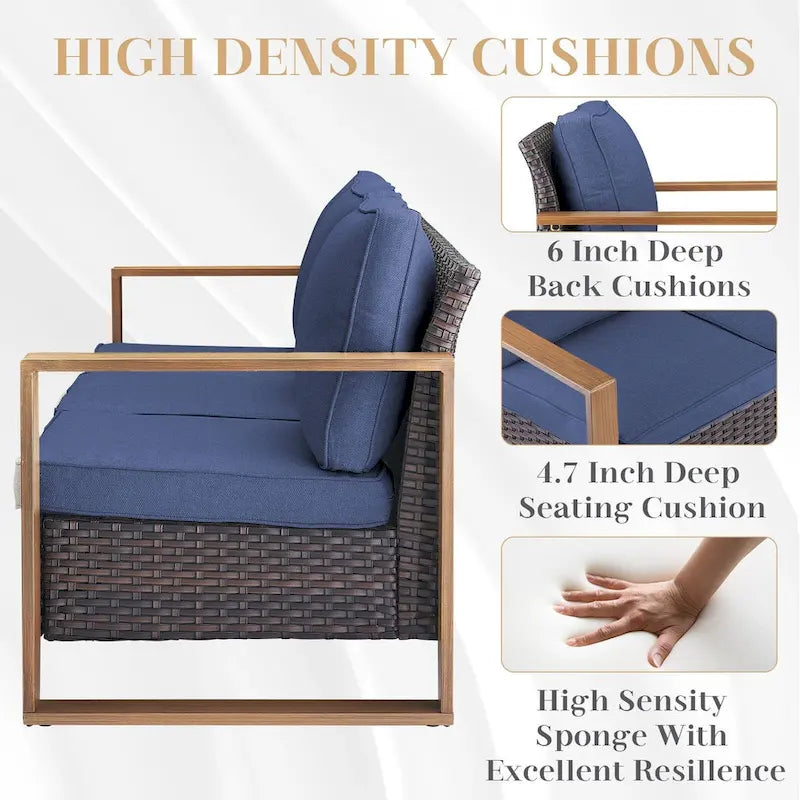 Chaise de mobilier de patio Gymojoy avec ottomans en rotin