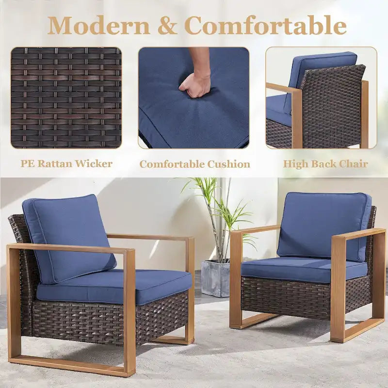 Chaise de mobilier de patio Gymojoy avec ottomans en rotin