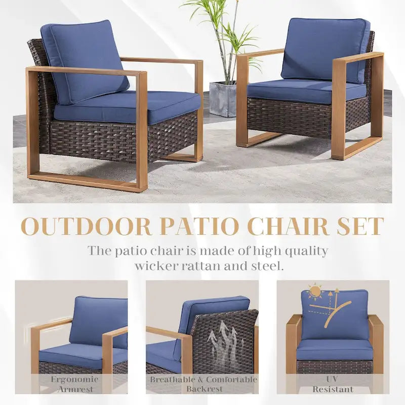 Chaise de mobilier de patio Gymojoy avec ottomans en rotin