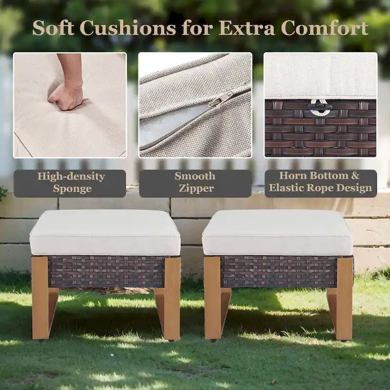 Chaise de mobilier de patio Gymojoy avec ottomans en rotin