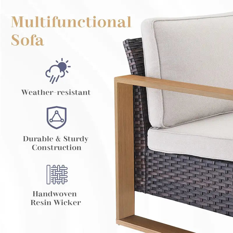 Chaise de mobilier de patio Gymojoy avec ottomans en rotin