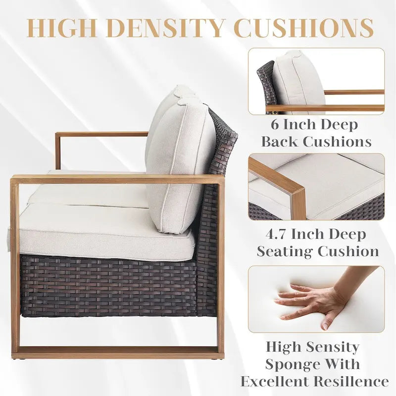 Chaise de mobilier de patio Gymojoy avec ottomans en rotin