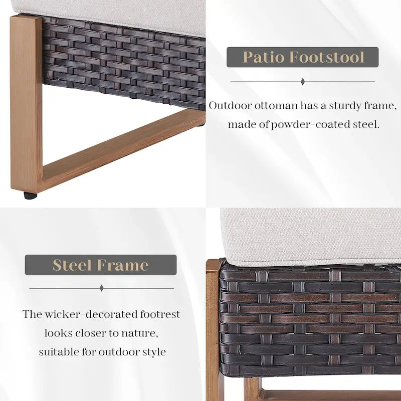 Chaise de mobilier de patio Gymojoy avec ottomans en rotin