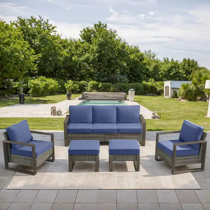 Chaise de mobilier de patio Gymojoy avec ottomans en rotin