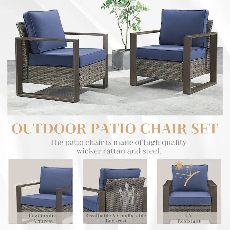 Chaise de mobilier de patio Gymojoy avec ottomans en rotin