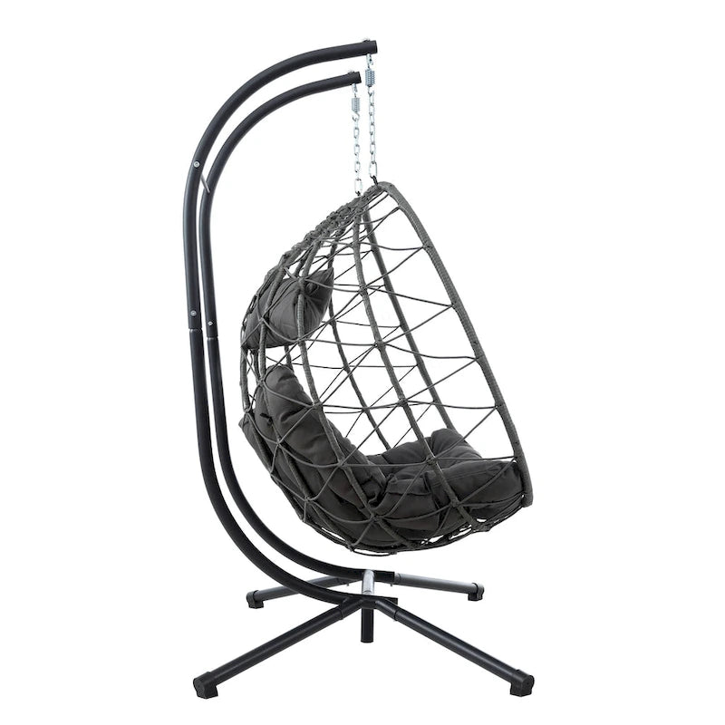 Fauteuil suspendu 2 places avec support, balancelle d'intérieur et d'extérieur pour terrasse, panier suspendu avec support pour balcon