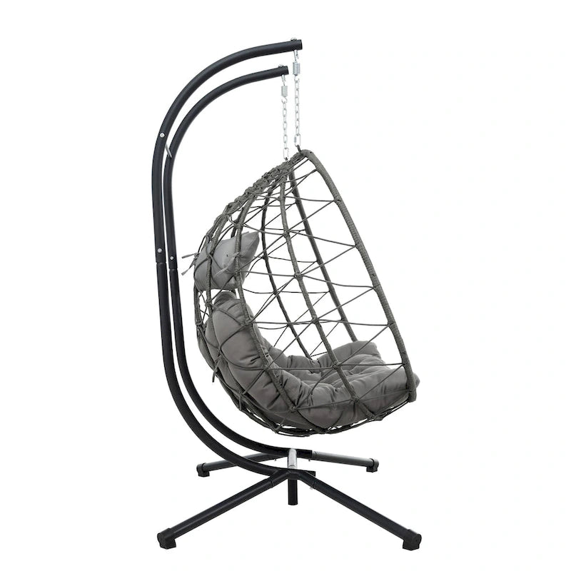 Fauteuil suspendu 2 places avec support, balancelle d'intérieur et d'extérieur pour terrasse, panier suspendu avec support pour balcon