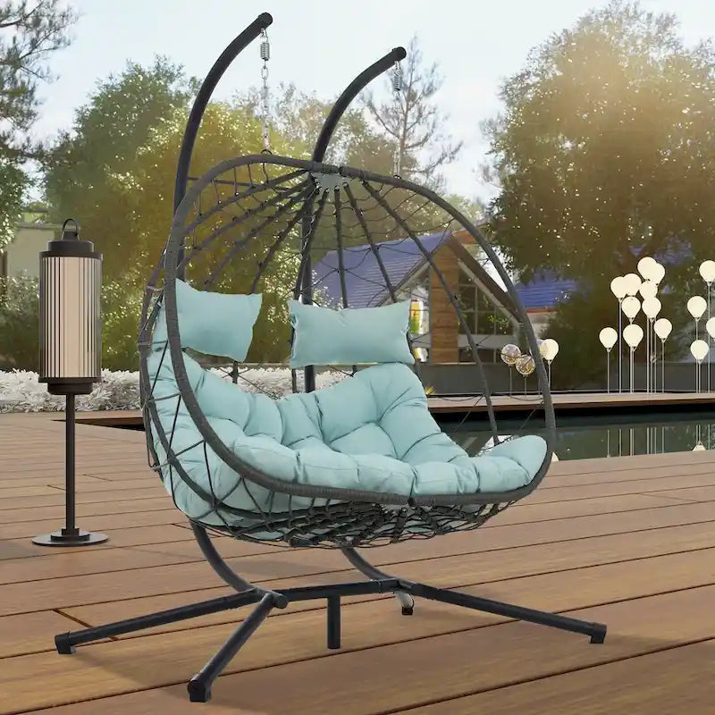 Fauteuil suspendu 2 places avec support, balancelle d'intérieur et d'extérieur pour terrasse, panier suspendu avec support pour balcon