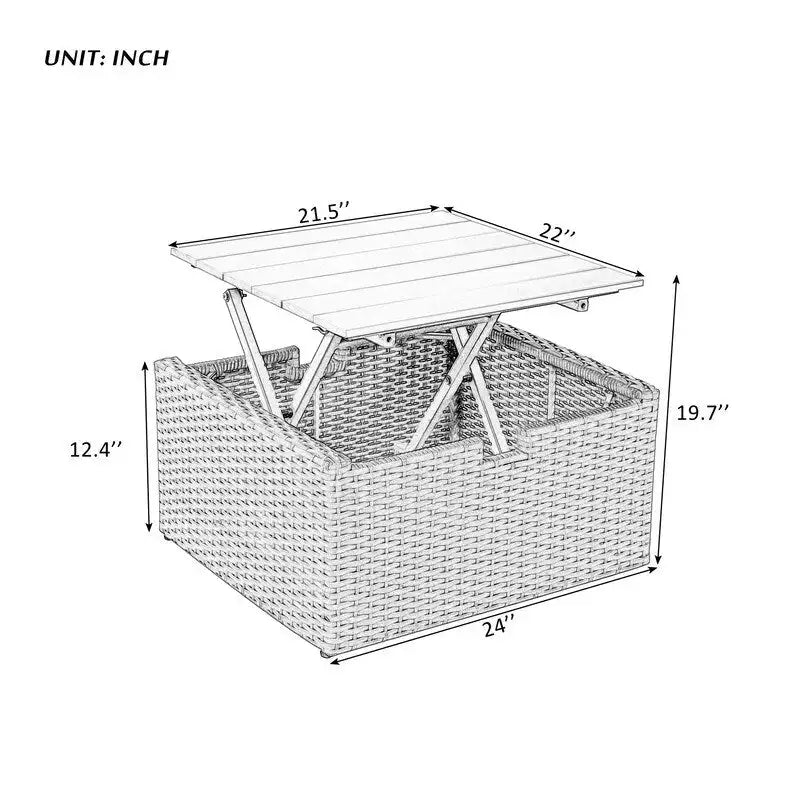 Ensemble de meubles de patio de 5 pièces pour l'extérieur, ensemble de canapés en osier avec coussins épais
