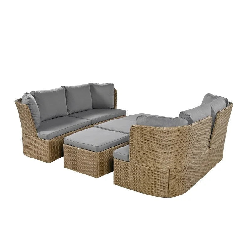 Ensemble de meubles de patio de 5 pièces pour l'extérieur, ensemble de canapés en osier avec coussins épais