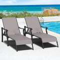 Chaises longues d'extérieur, Chaises longues en aluminium avec 5 positions réglables (Lot de 2) - N/D