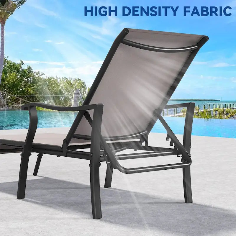 Chaises longues d'extérieur, Chaises longues en aluminium avec 5 positions réglables (Lot de 2) - N/D