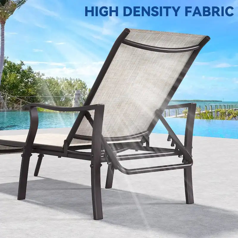 Chaises longues d'extérieur, Chaises longues en aluminium avec 5 positions réglables (Lot de 2) - N/D