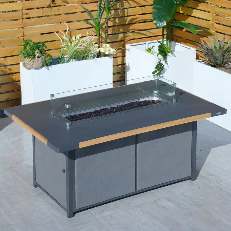 Ensemble de canapé balançoire de patio en acrylique 4 pièces avec table brasero et barbecue