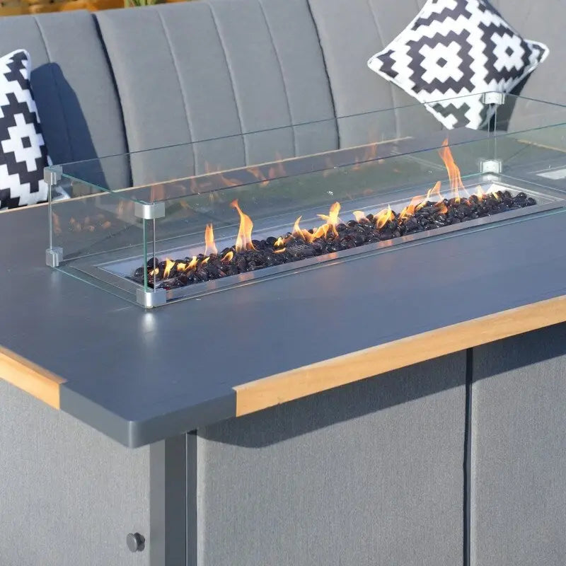 Ensemble de canapé balançoire de patio en acrylique 4 pièces avec table brasero et barbecue