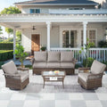 Salons de jardin avec fauteuil pivotant - Marron