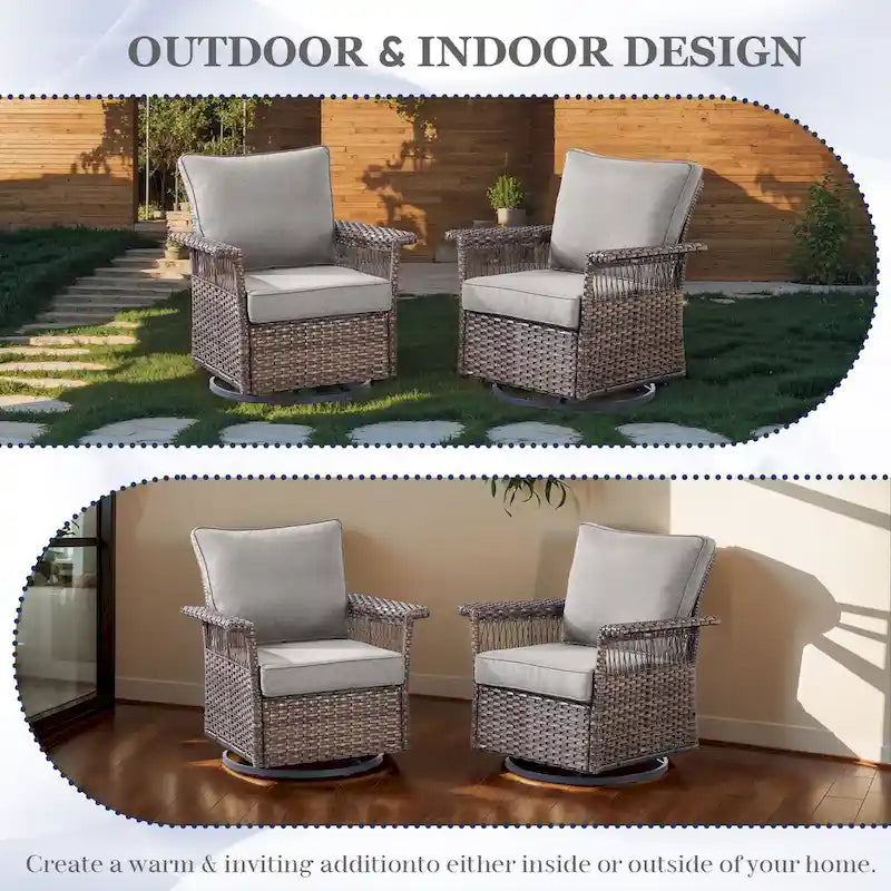 Salons de jardin avec fauteuil pivotant - Marron