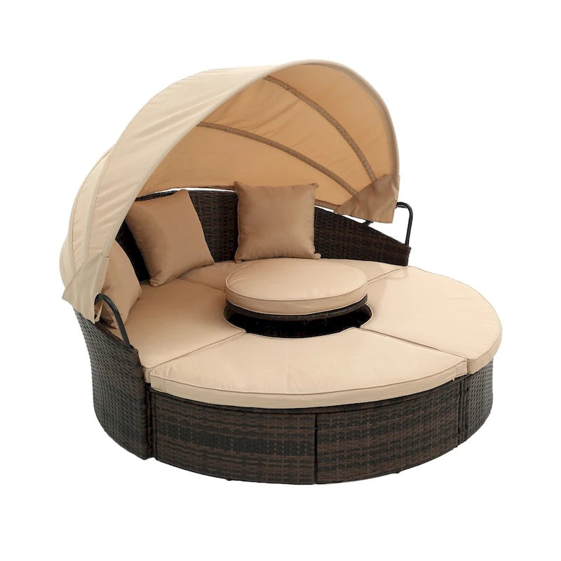 Lit en rotin d'extérieur HOMEFUN, canapé pare-soleil pour balcon ou cour