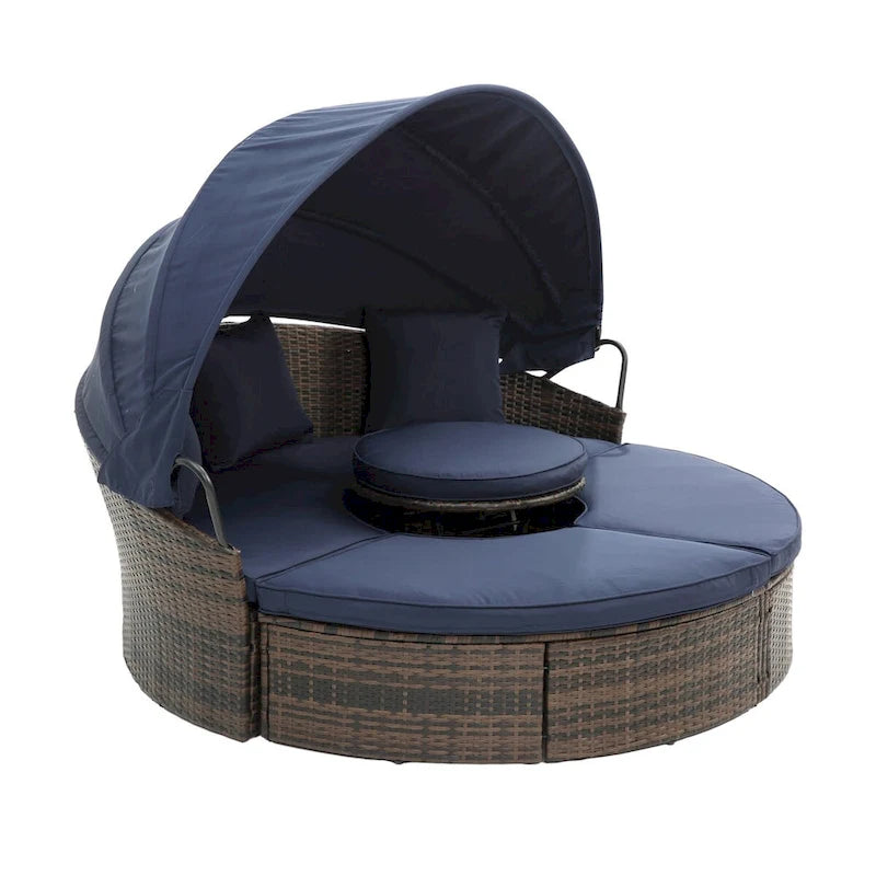 HOMEFUN outdoor rattan bed, balcony courtyard sunshade sofa