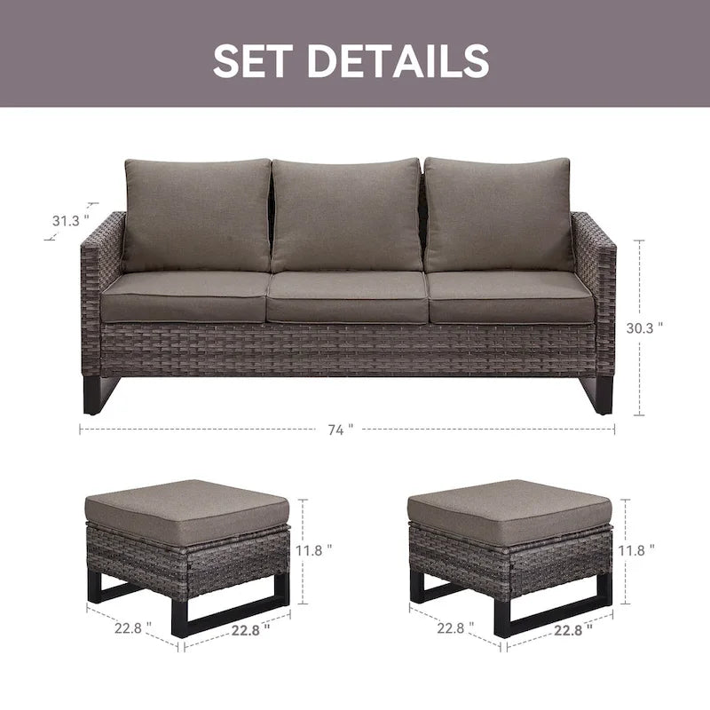 Ensemble de chaises de canapé sectionnel d'extérieur 6 places
