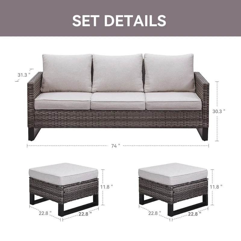 Ensemble de chaises de canapé sectionnel d'extérieur 6 places