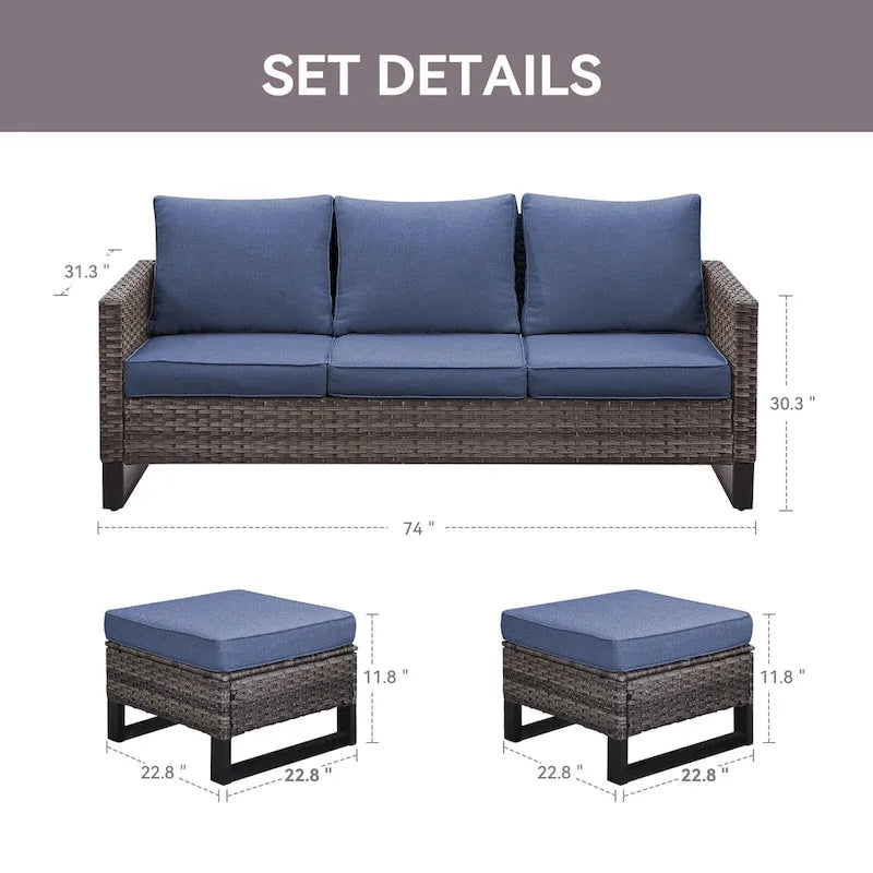 Ensemble de chaises de canapé sectionnel d'extérieur 6 places