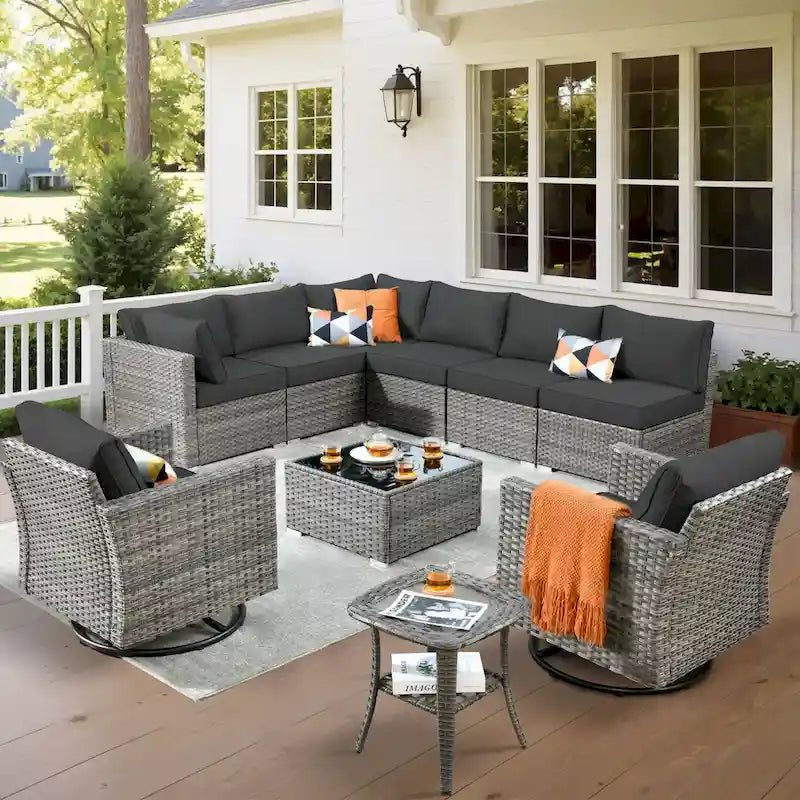 Ensemble de chaises pivotantes XIZZI 10 pièces pour patio extérieur