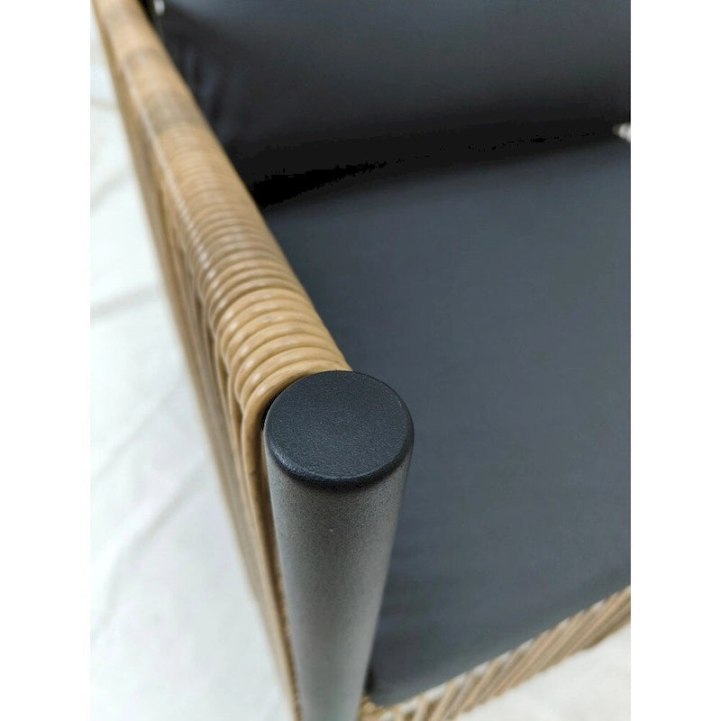 Nouvel ensemble de canapés de 4 pièces en rotin synthétique marron avec coussins gris