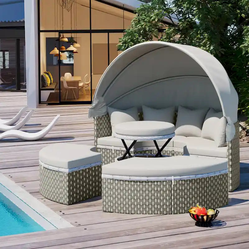 Ensemble de canapé d'angle rond d'extérieur pour mobilier de jardin