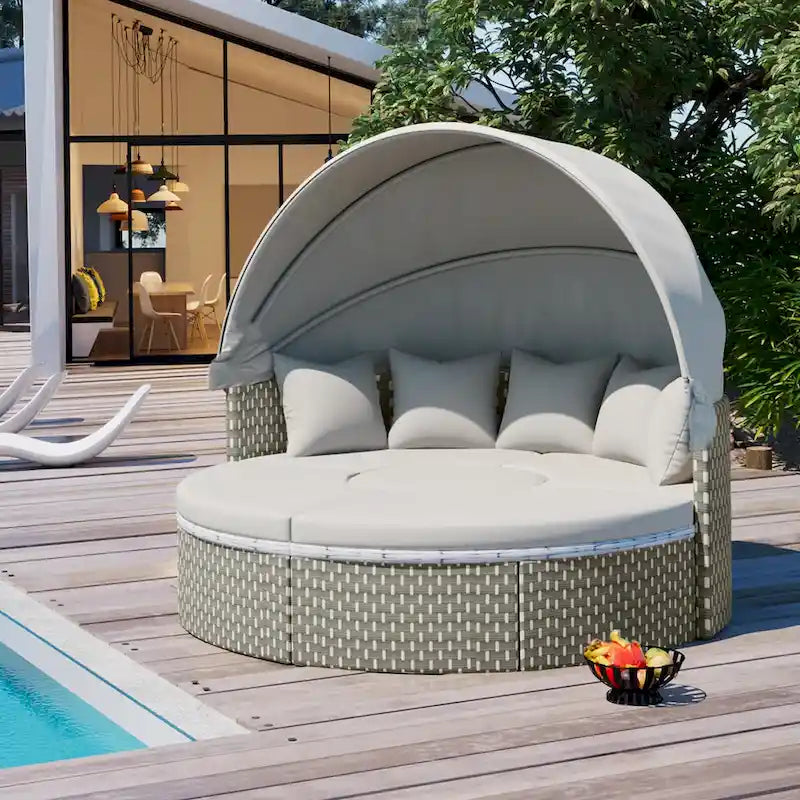 Ensemble de canapé d'angle rond d'extérieur pour mobilier de jardin
