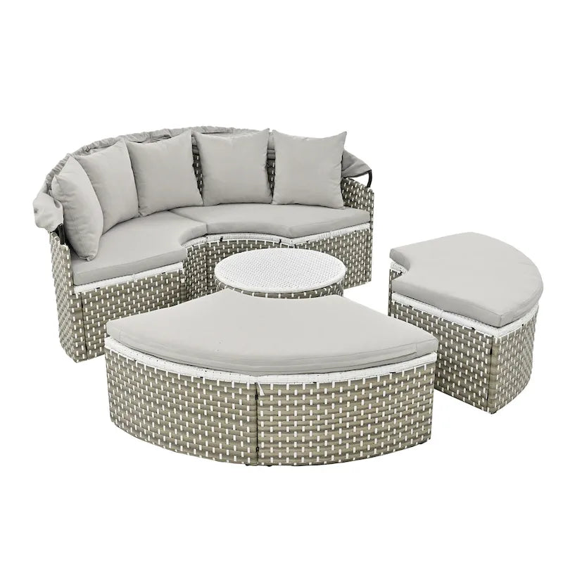 Ensemble de canapé d'angle rond d'extérieur pour mobilier de jardin