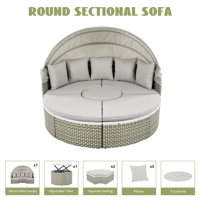 Ensemble de canapé d'angle rond d'extérieur pour mobilier de jardin