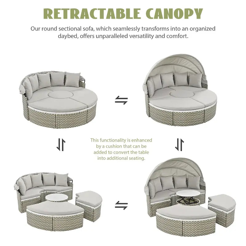 Ensemble de canapé d'angle rond d'extérieur pour mobilier de jardin